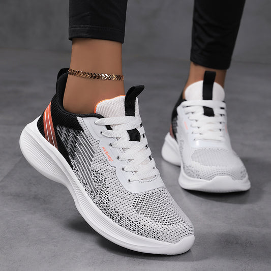 Women's Lightweight Flyknit Sports Shoes with Soft Bottom