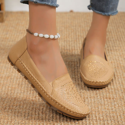 Handmade Solid Color Gommino Casual Women's Shoes