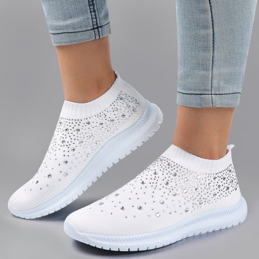 Plus Size Rhinestone Stretch Sock Sneakers for Men and Women