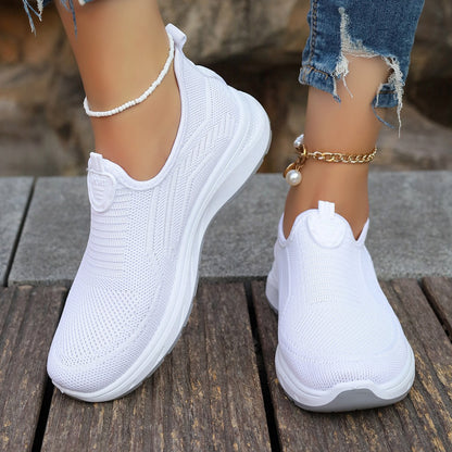 Women's Slip-On Flyknit Breathable Casual Shoes with Soft Bottom