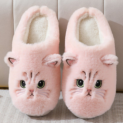 Autumn And Winter Cotton Slippers Men And Women Couple Kitty Cartoon