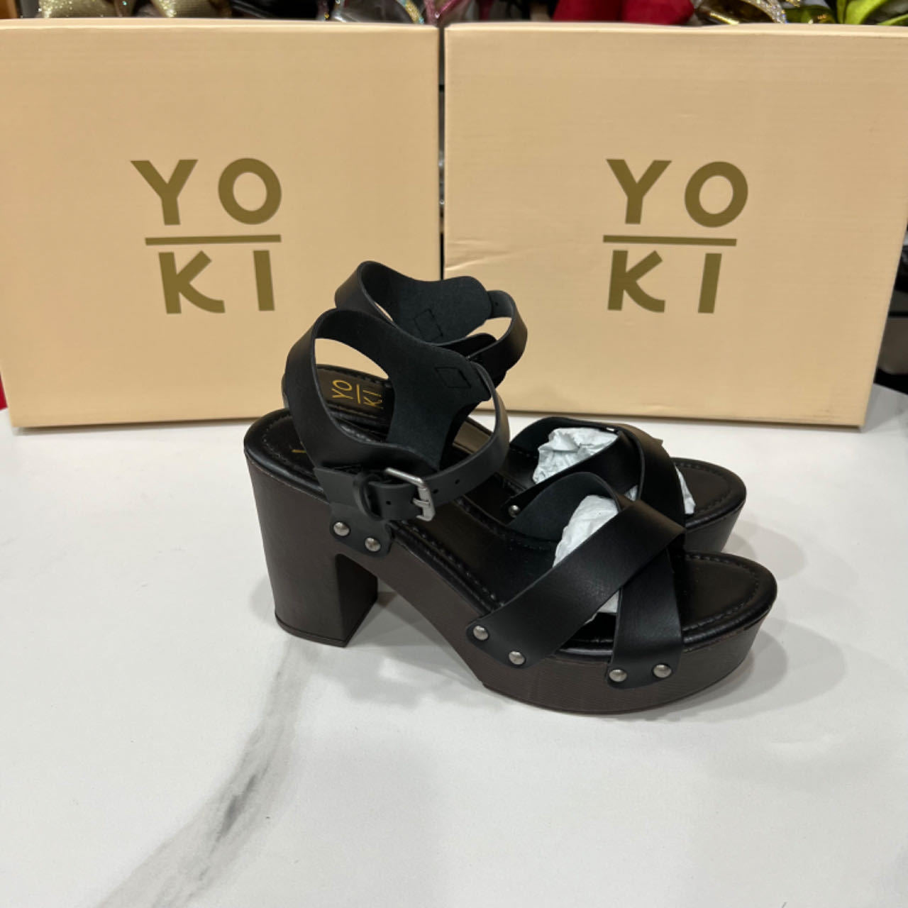 Chunky Heel Open-Toe Sandals with Buckle for Women