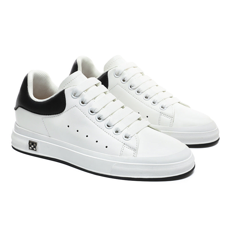 Trendy Men White Leather Soft Bottom Casual Shoes