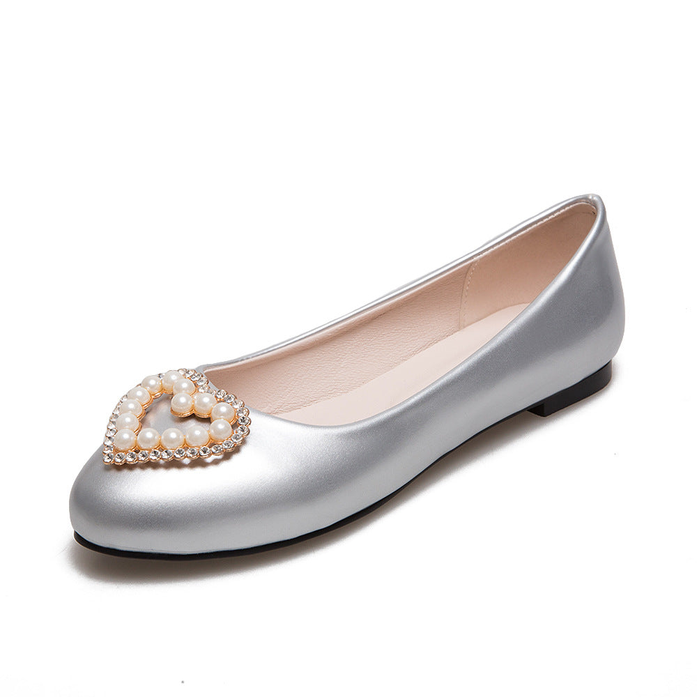 New Women's Round Toe Rhinestone Flat Shoes