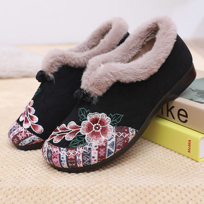 Fleece-Lined Thickened Cotton-Padded Shoes for Middle-Aged and Elderly Women