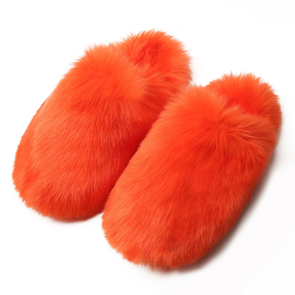 Women's Fluffy Slippers – Autumn and Winter Home Fleece-Lined Warm Artificial Fur