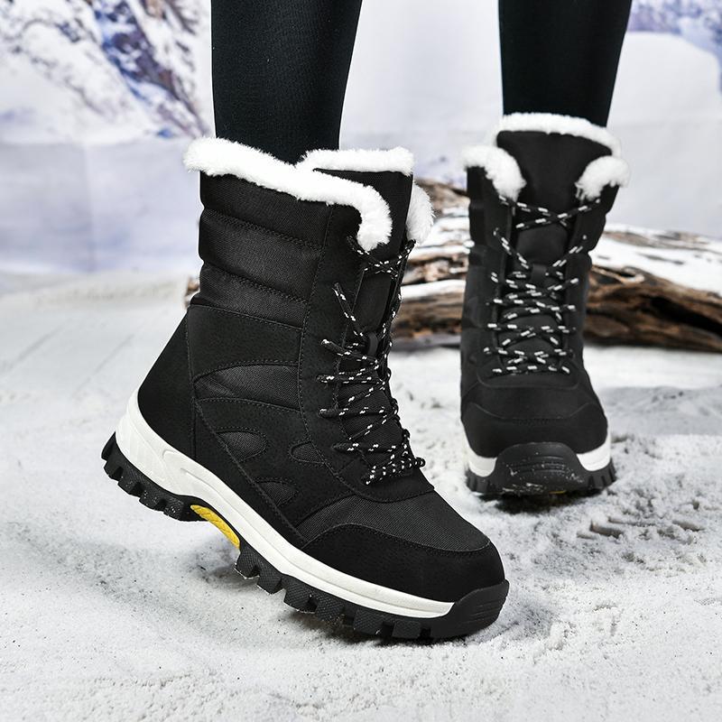 Outdoor Army Green Camouflage High-Top Snow Boots for Women, Thickened Cotton Shoes