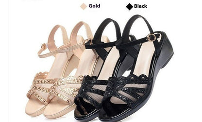 Womens Soft Leather Summer Sandals Hollow Mesh Peep Toe Shoes