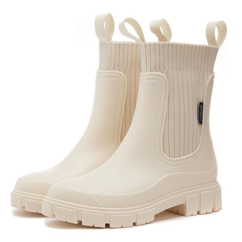 Women's Wear-Resistant Waterproof Rain Boots with Height-Boosting, Non-Slip Sole