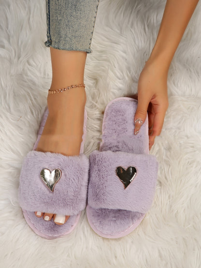 Fashionable Fluffy Flat Cotton Home Slippers