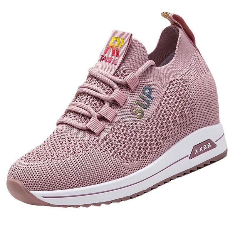 Fashionable Platform Sneakers – Breathable Flying Woven Running Shoes