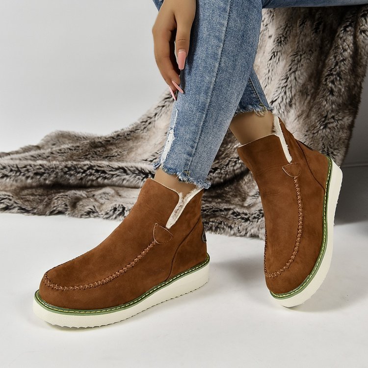 Women's Plus Size Solid Color Wedge Slip-on Warm Snow Booties