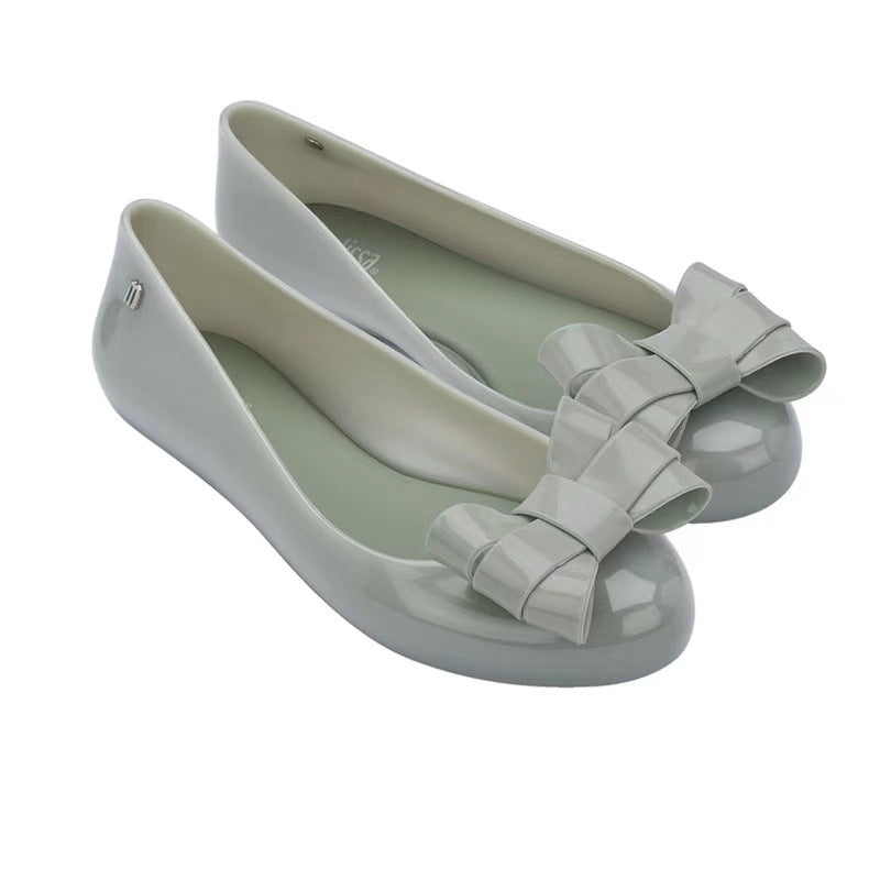 Colorblock Flat Shoes with Shallow Bow