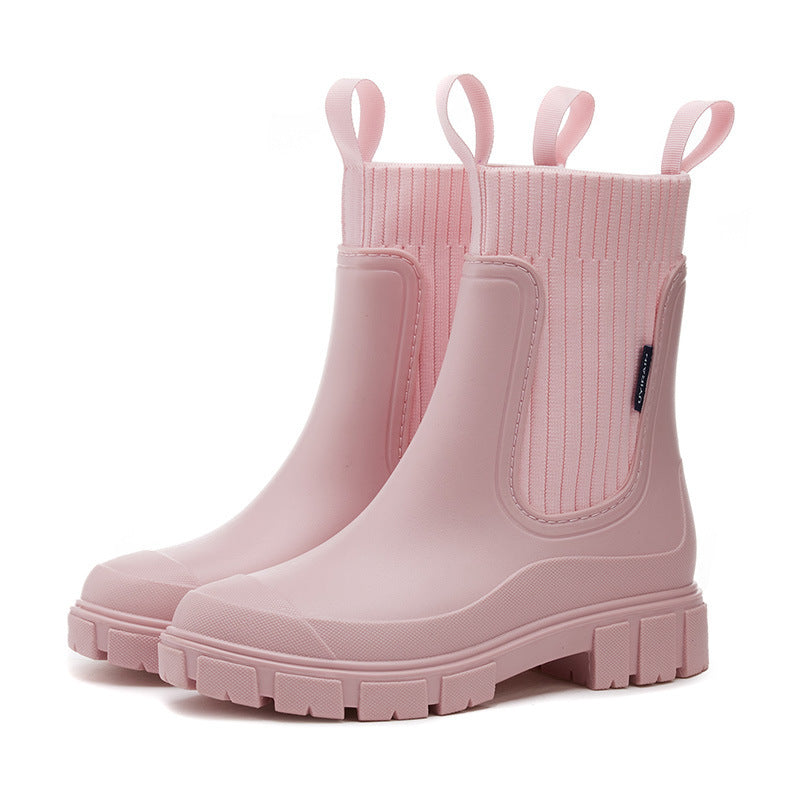 Women's Wear-Resistant Waterproof Rain Boots with Height-Boosting, Non-Slip Sole