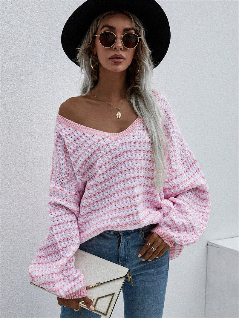 Striped Sweater V-neck Sweater