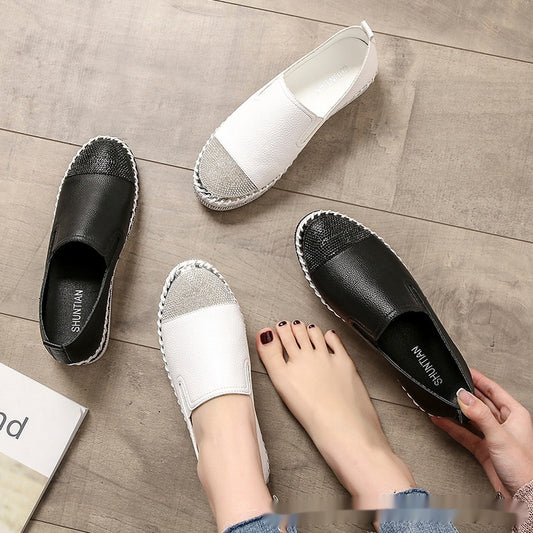 Women's White Slip-On Loafers for Pregnant Women - Thick Sole and All-Matching