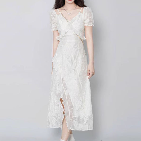 Fashionable White Slimming Dress For Women