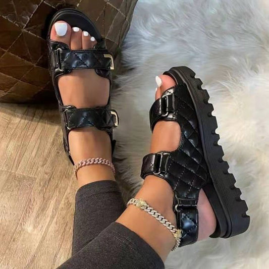 Women's Summer Fashion Buckle Platform Roman Sandals – European and American Style