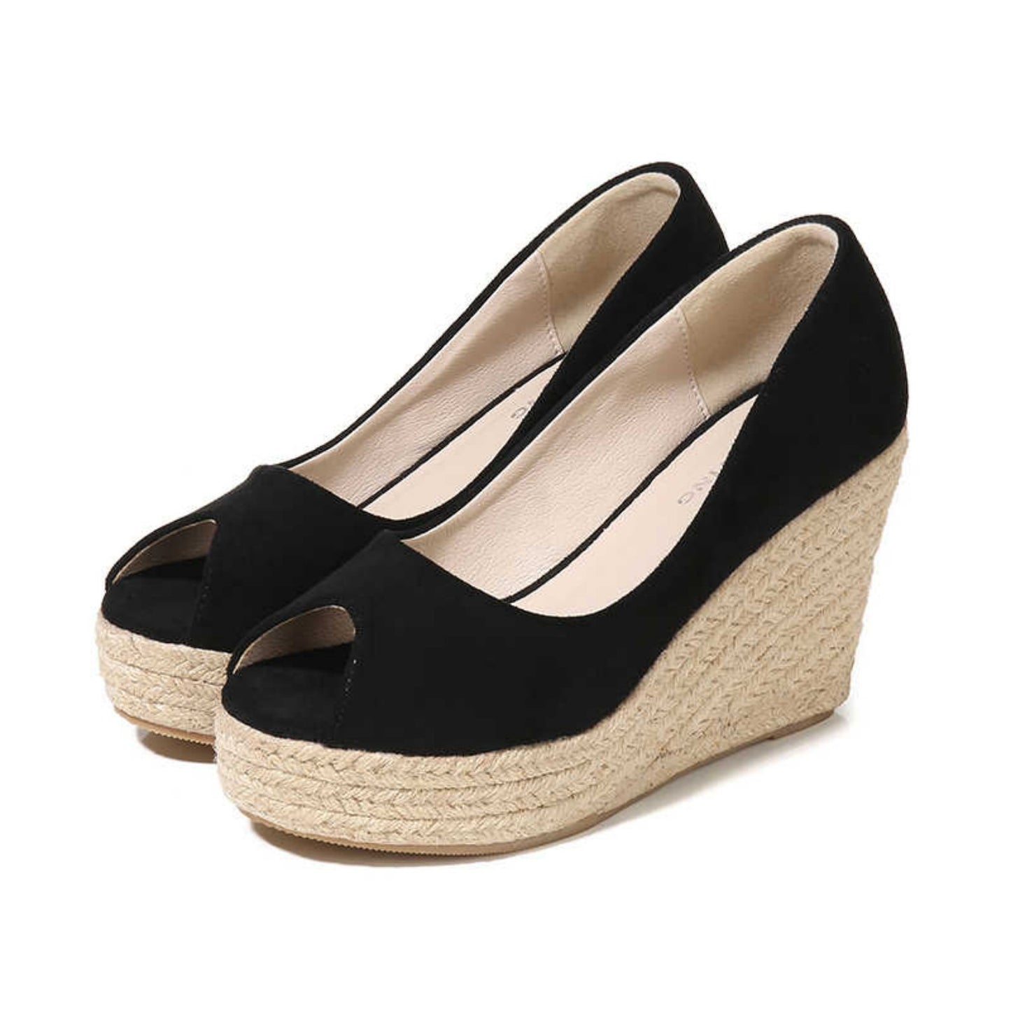 Korean Spring and Autumn Slope Heel Peep Toe Shoes