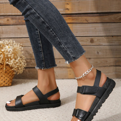 Velcro Sports Sandals with One-Line Design | Fashionable Outerwear Casual Beach Sandals with Soft Bottom