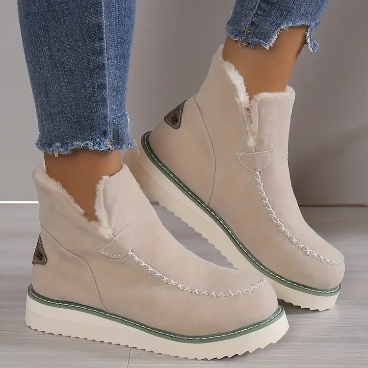 Women's Plus Size Solid Color Wedge Slip-on Warm Snow Booties