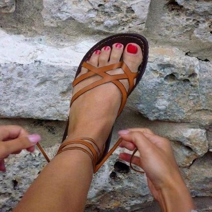 Flat Cross Strap Sandals in Plus Sizes - Ideal for Summertime