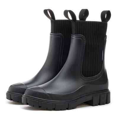 Women's Wear-Resistant Waterproof Rain Boots with Height-Boosting, Non-Slip Sole