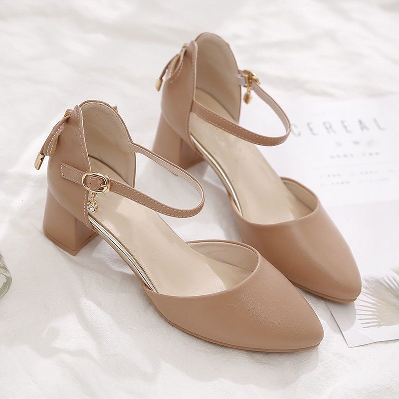 Women's Closed Toe Chunky High Heel Shoes