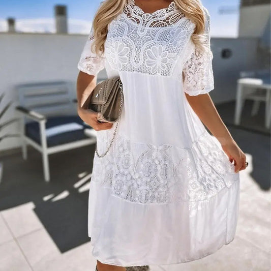 Fashion Short Sleeve Lace Dress