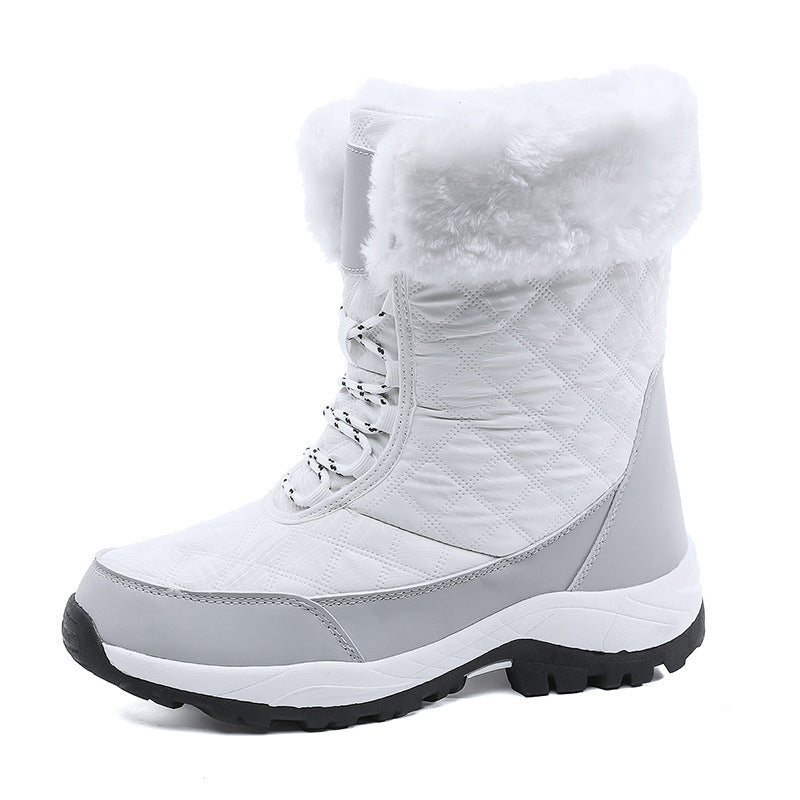 Women's Waterproof Mid-Calf Snow Boots with Front Zipper