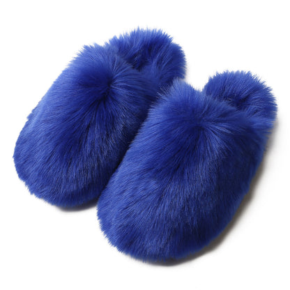 Women's Fluffy Slippers – Autumn and Winter Home Fleece-Lined Warm Artificial Fur