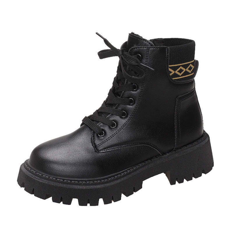 Women's Fleece-Lined British Style Martin Boots