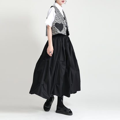 Dark Summer Loose High Waist Mid-length Design Sense Niche A- Line Skirt