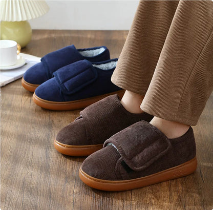 Men's and Women's Large Opening Warm Cotton Slippers with Bag Heel