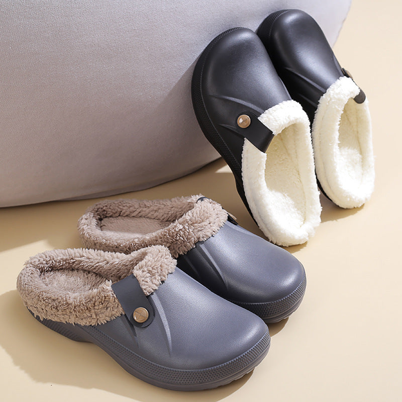 Plus-Size Women's Fleece-Lined Cotton Slippers – Cozy Home Footwear