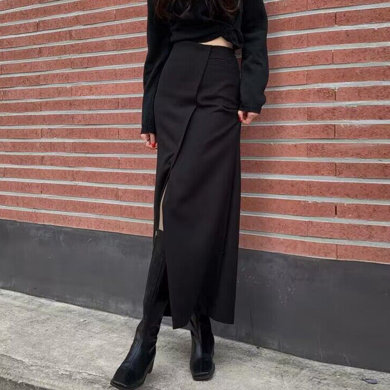 Slit Design Minority All-match Overknee Long Skirt