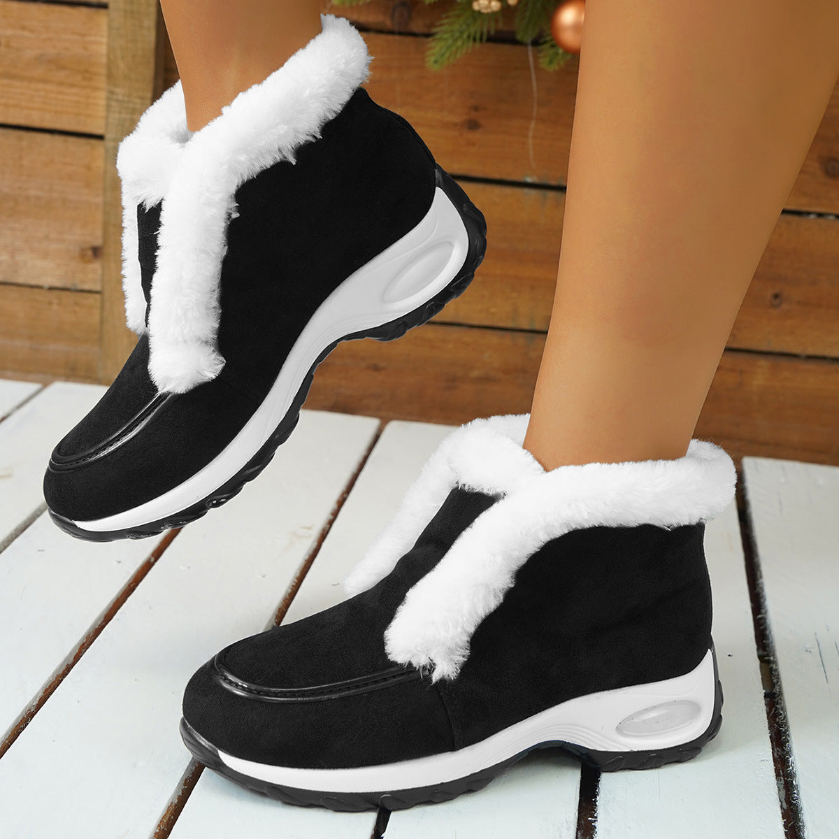 Women's Plus Velvet Snow Boots with Air Cushion Sole