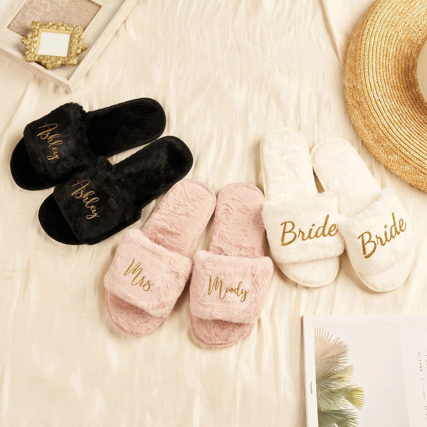 Personalized DIY Plush One-Piece Slippers with Printable Logo