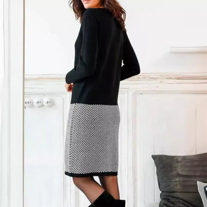 Women's Houndstooth Slim Fit Dress - Fashionable Design