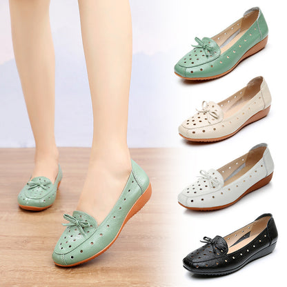 Women's Summer Hollow-Out Leather Flat Shoes