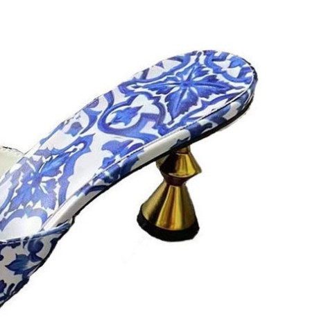 Women's Fashion Runway Printed Open Toe High Heels with Abnormal Shape