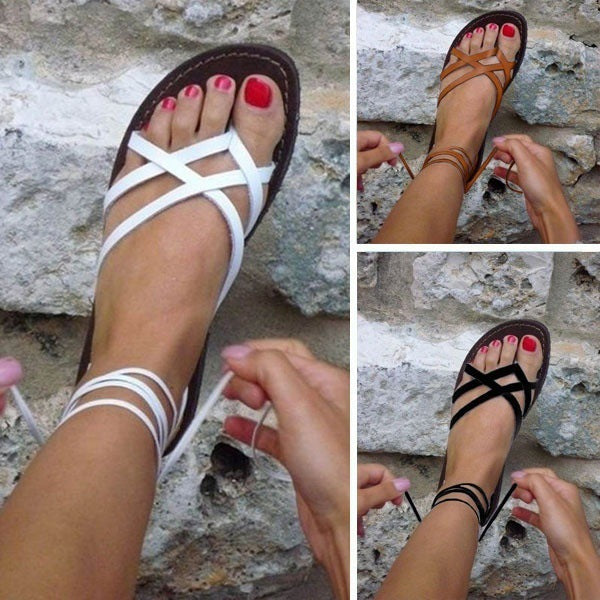 Flat Cross Strap Sandals in Plus Sizes - Ideal for Summertime