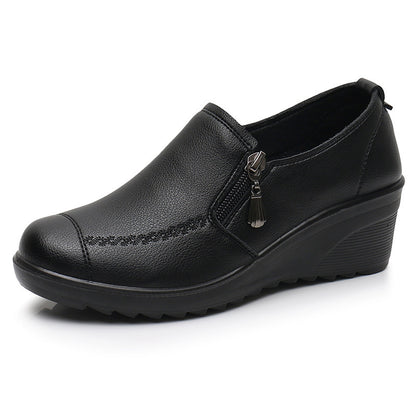 Wedge Leather Shoes for Elderly Women