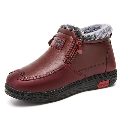 All-matching Middle-aged And Elderly Snow Boots Women Fleece-lined Thickened