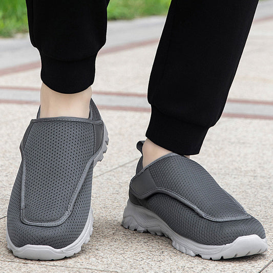 Men's Adjustable Velcro Walking Shoes for Widened Instep and Swollen Feet