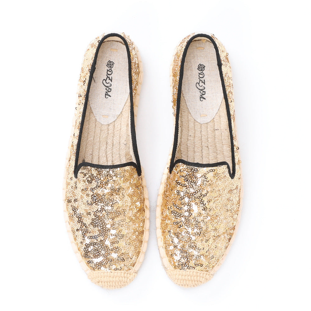 Women's Solid Color Sequin Canvas Shoes – Breathable and Fashionable Casual Footwear