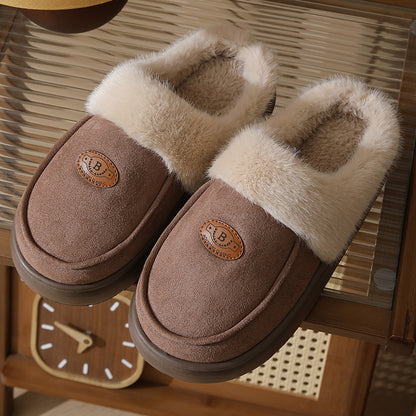 Men's Winter Plush Slippers – Casual All-Match Warm Suede House Shoes