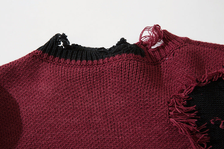 Ripped And Chain Knit Sweater