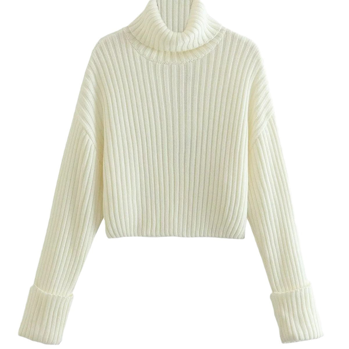 Women's Striped Turtleneck Sweater – Short Style