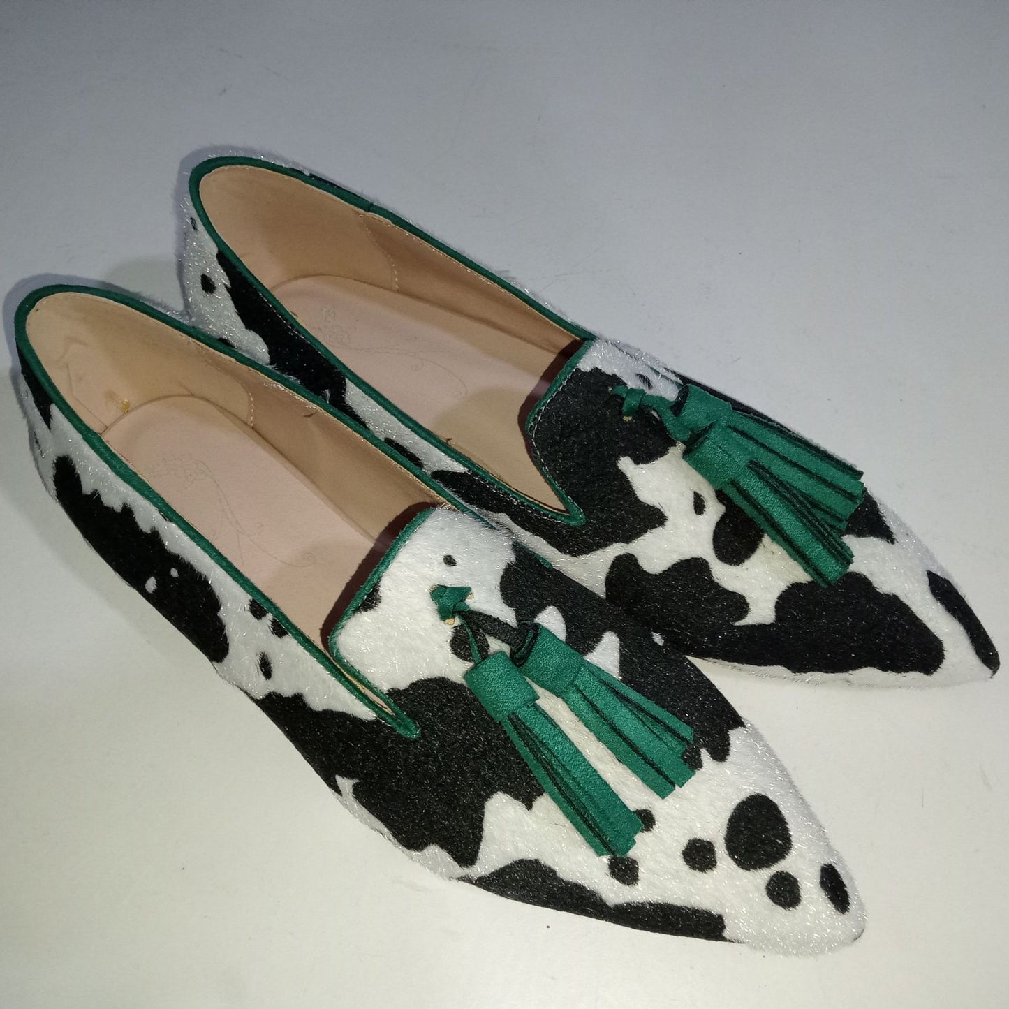 Women's Cow Print Tassel Casual Loafers